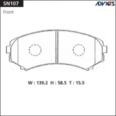 Колодки тормозные дисковые Advics передние, комплект на ось (4 шт), арт. SN107