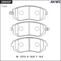 Колодки тормозные дисковые Advics передние, комплект на ось (4 шт), арт. SN692P