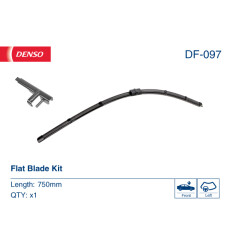 Щетки стеклоочистителя Denso Flat 750мм (30") бескаркасные, всесезонные, крепление Side Pin (P&H), комплект 2 шт, арт. DF-097