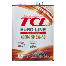 Масло моторное TCL Euro Line 5w40, синтетическое, API SP, ACEA A3/B4, универсальное, 4л, арт. E0040540A3B4