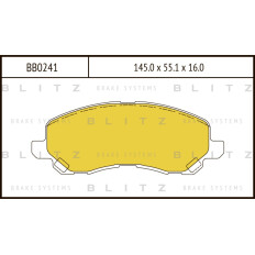 Колодки тормозные дисковые Blitz, комплект на ось (4 шт), арт. BB0241