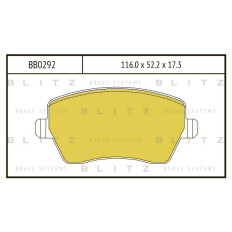 Колодки тормозные дисковые Blitz, комплект на ось (4 шт), арт. BB0292