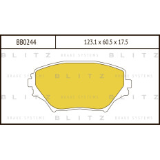 Колодки тормозные дисковые Blitz, комплект на ось (4 шт), арт. BB0244